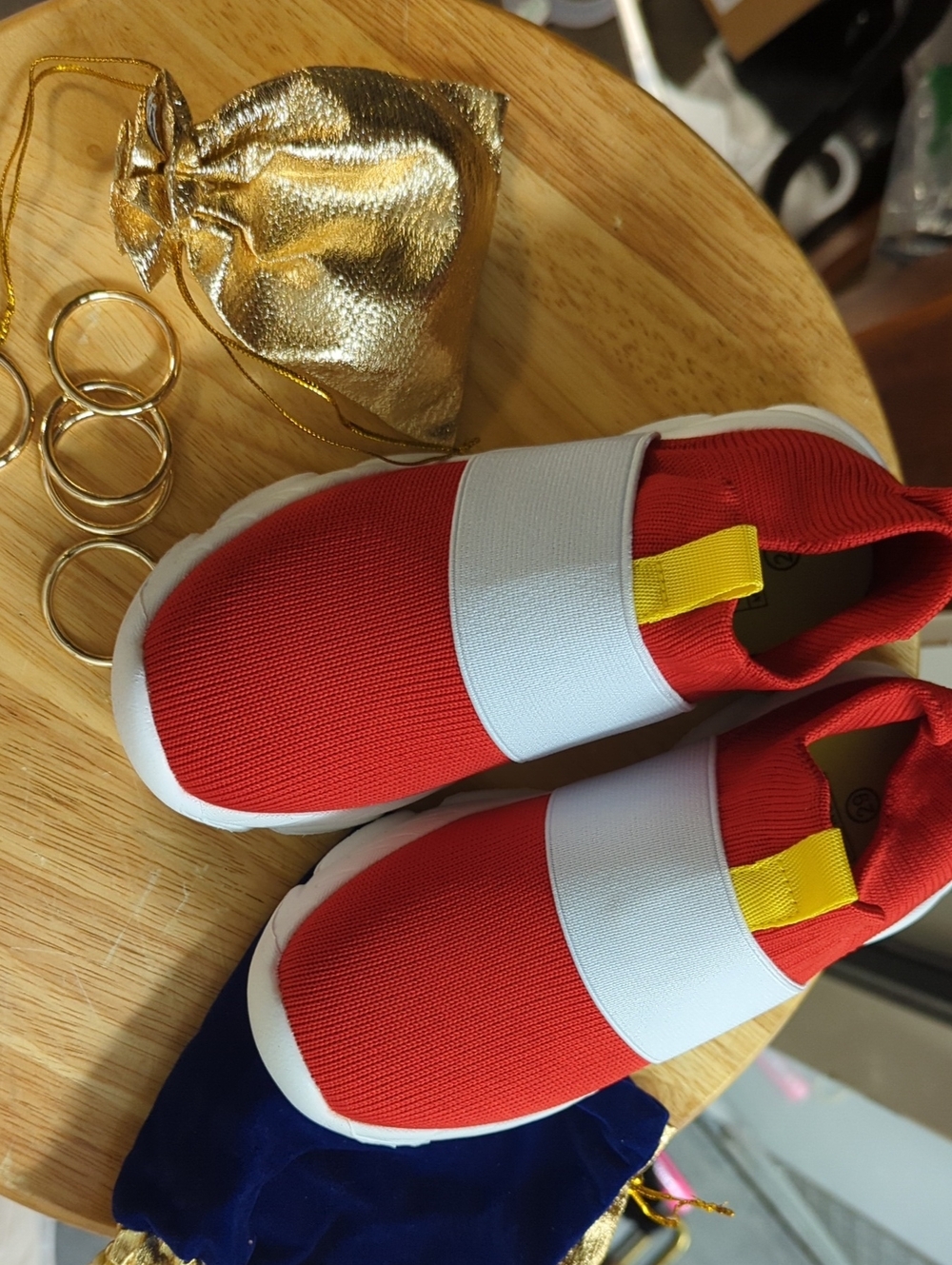 Kids Slip-On Athletic Shoes in Red and White